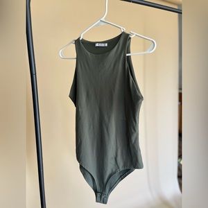 Reoria medium sage green racer back bodysuit